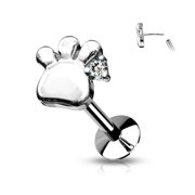 Labret Flat Back Studs For Ear Cartilage and Nose Paw Design Threadless