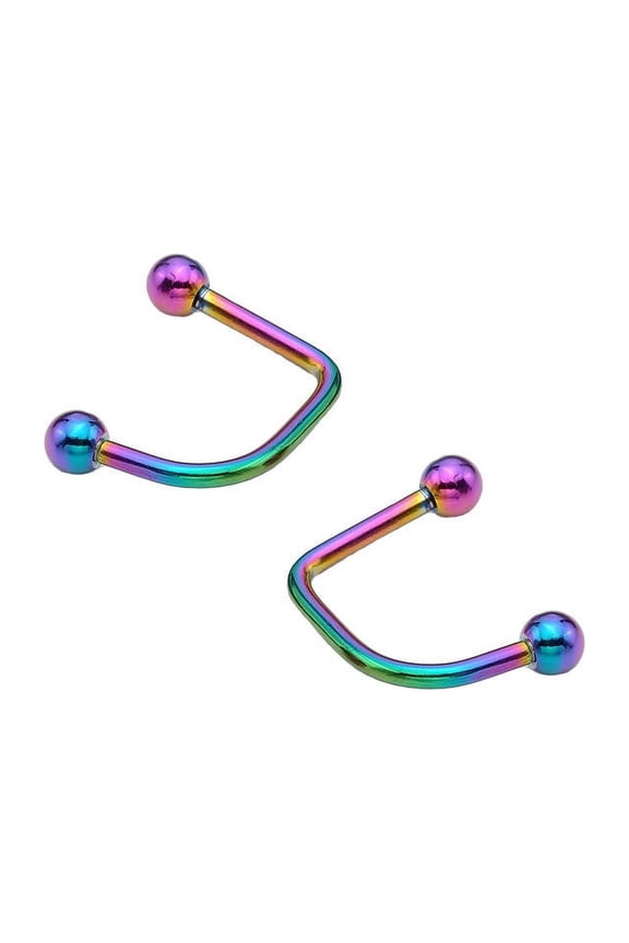 Labret Lip Twist 2pc Jewelry Loop Piercing Anodized Titanium Surgical Steel 16G