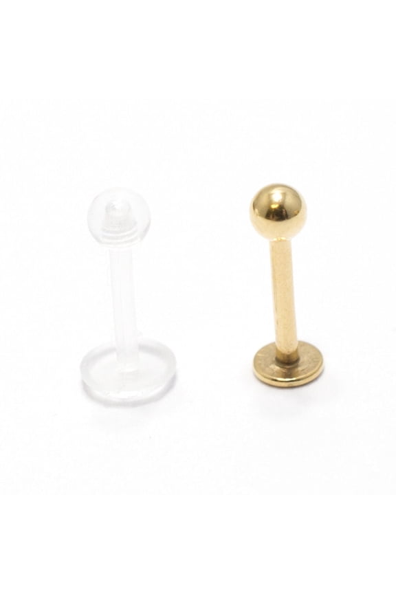 Labret Monroe 2pcs 16G 8mm Anodized Surgical Steel + Clear Lip Retainer