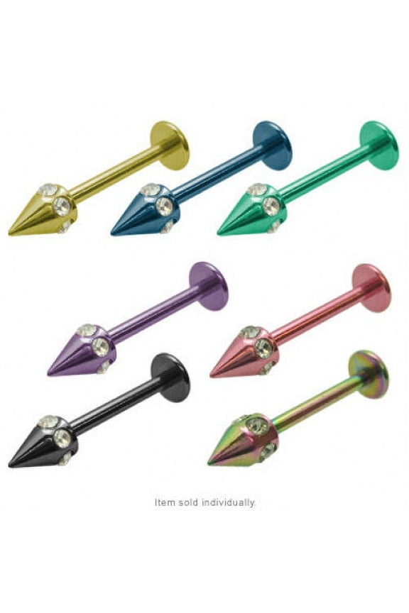 Labret Monroe Jeweled Spike 16G Anodized Titanium - 7 Colors Available