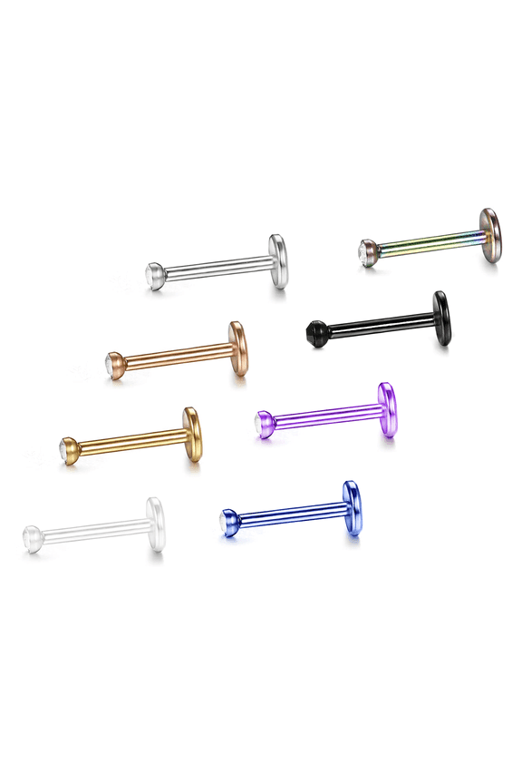 Labret Monroe Lip Ring Tragus Helix Earring Stud Barbell 16 Gauge Sold as pair