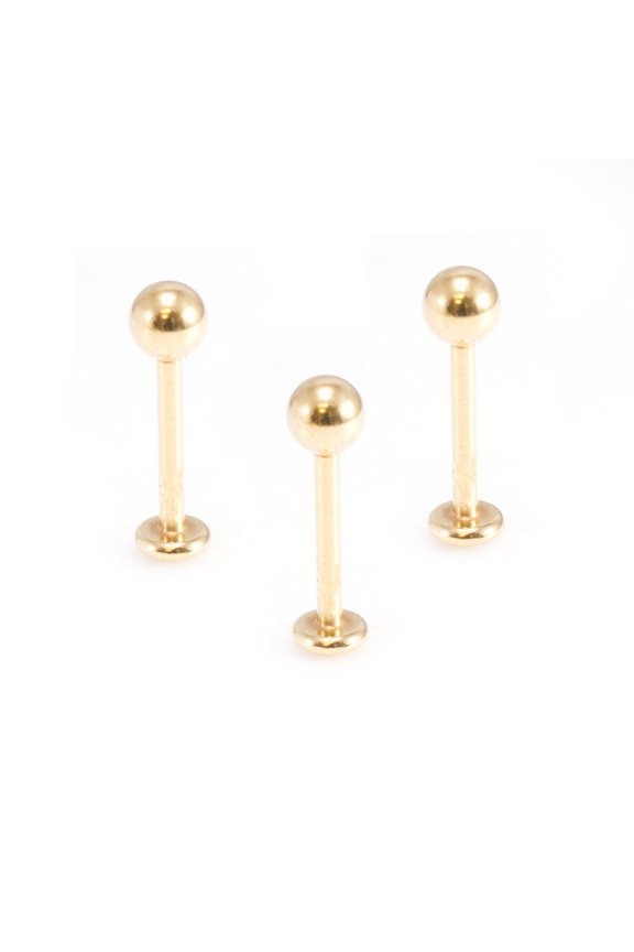Labret Monroe Stud Jewelry Pack of 3 Surgical Steel 14G Matte Gold IP Coated