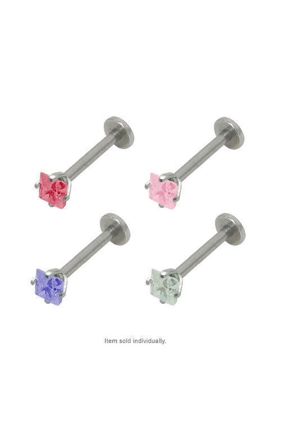 Labret Monroe Surgical Steel Lip Jewelry with CZ Jewel - 4 Colors Available