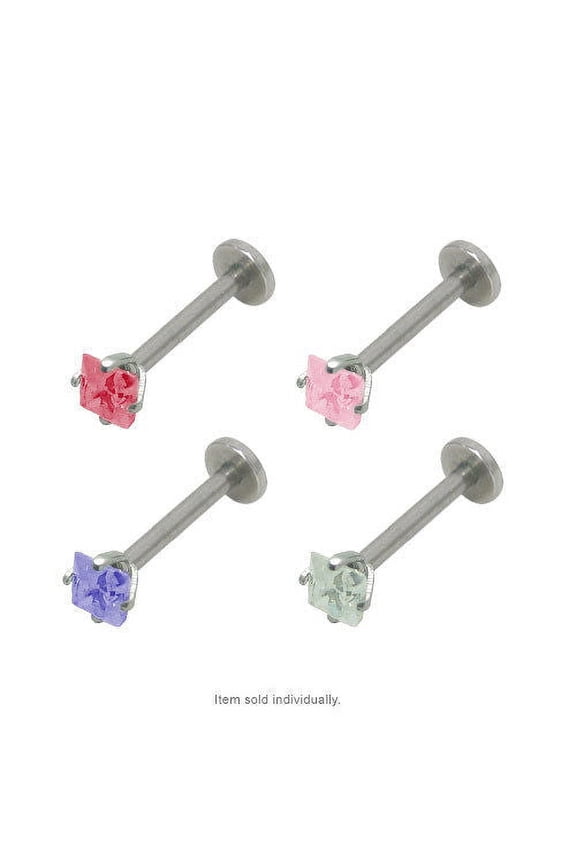 Labret Monroe Surgical Steel Lip Jewelry with CZ Jewel - 4 Colors Available