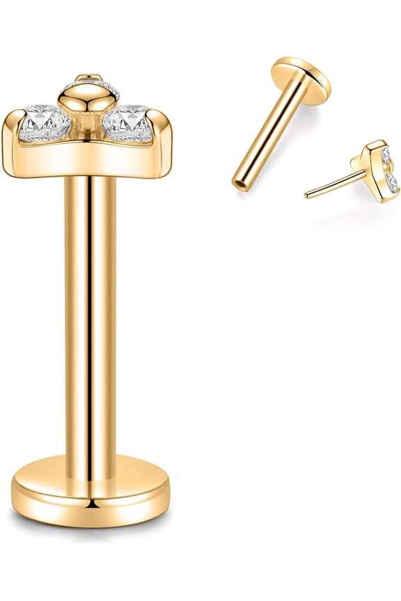 Labret Pro Studs 16G 6/8mm G23 Titanium Ball/CZ/Opal Top Press Fit Threadless Push-in Labret Lip Monroe Tragus Stud Bezel Push Back Labret Lip Studs Cartilage Helix Earring Piercing Jewerly[e875]