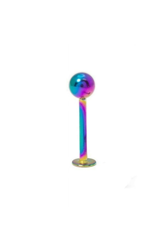 Labret Stud Multi Color Anodized Titanium with bead 16g 8mm 5/16"Inch