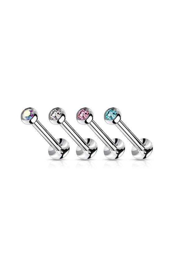 Labret Studs Internally Threaded Implant Grade Titanium with jewels Balls 16G