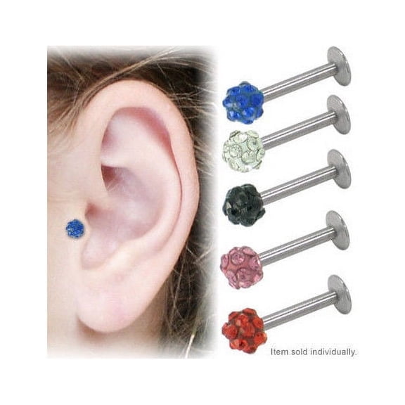 Labret Tragus Earring Surgical Steel Jeweled