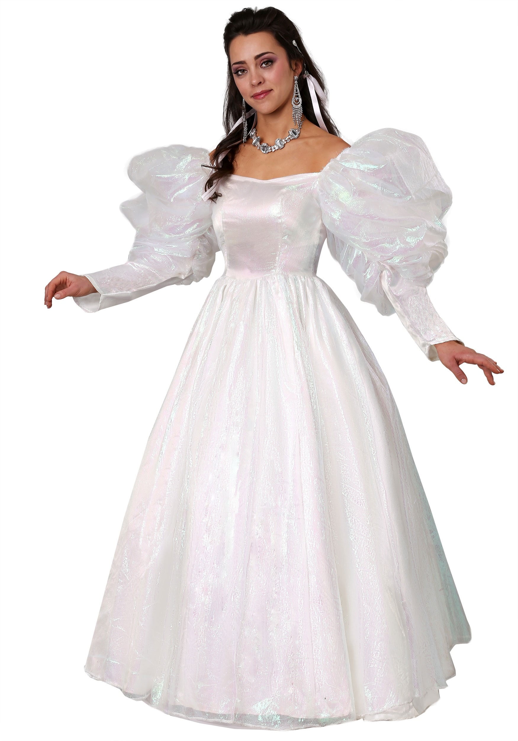 Labryrinth Adult White Sarah Costume for Women, Puffy Dress Halloween Outfit,  Ballgown White Dress for Dressup - Walmart.com