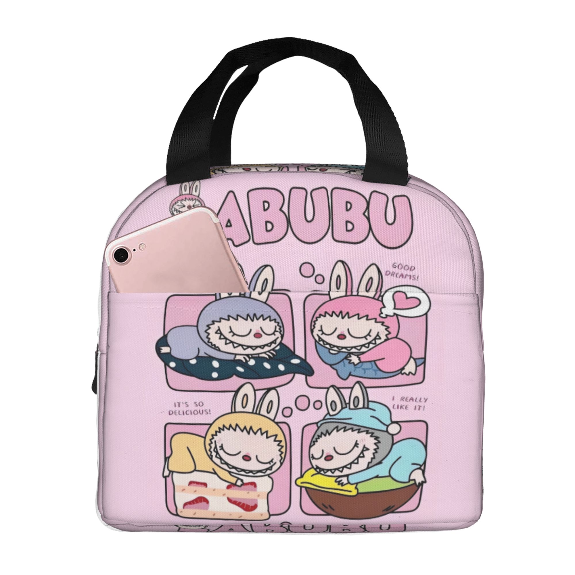 Labubu Lunch Bag Tote Bag Insulated Lunch Box Picnic Beach Fishing Work ...