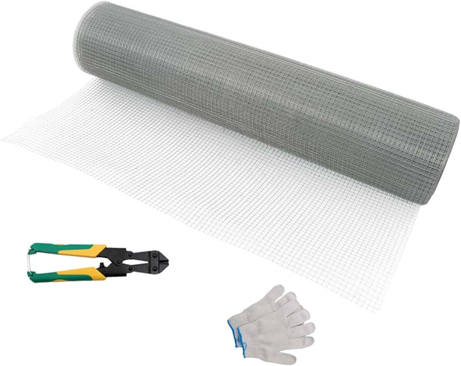 Labwork 1/2 in Hardware Cloth, 48 in x 100 ft Chicken Wire Fence, Chicken Wire Mesh Roll with Pliers and Glove for Rabbit Cages, Chicken Coop Fences and Poultry Enclosures(16 Gauge, Silver White)
