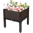 thumbnail image 1 of Labwork 1 Set Plastic Raised Garden Bed, Vegetables Plant Raised Bed Kits Elevated Planting Container with Legs for Indoor & Outdoor Use, Brown, 1 of 7