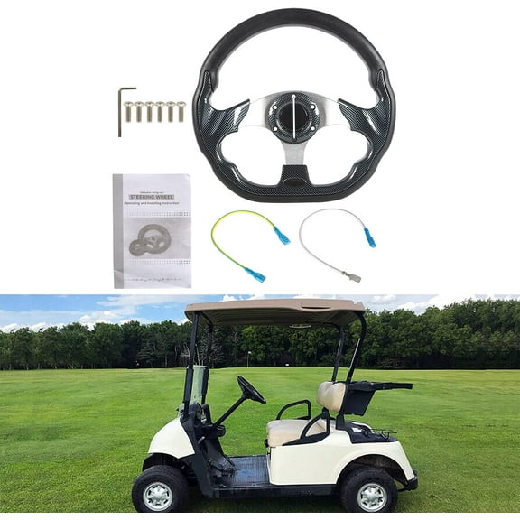 Labwork 12.5 Inch Golf Cart Steering Wheel Carbon Fiber Replacement for EZGO Club Car Yamaha Generic