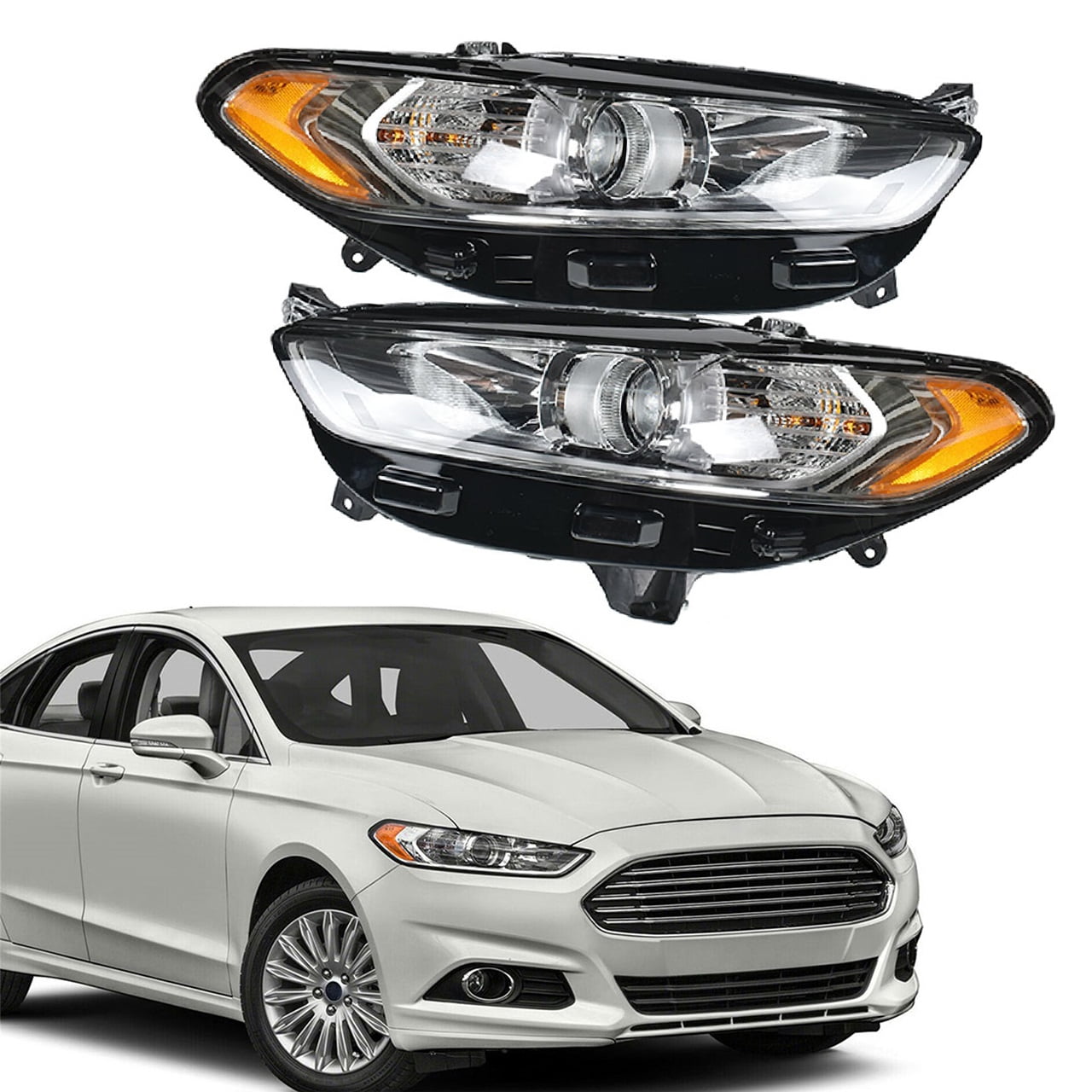 Fit 2013 2014 2015 2016 Ford Fusion Halogen Headlights Headlamps Set Lh Rh