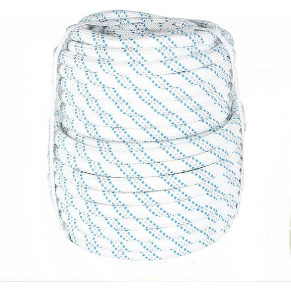 Labwork 3/4 x 150 Feet Double Braid Polyester Rope, Arborist Rigging Rope Multipurpose Bull Rope Nylon Pulling Rope on Your Farm, Boat(White/Gray/Blue)