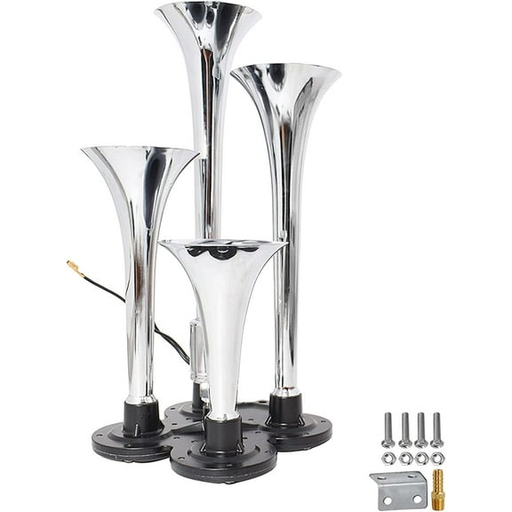 Labwork 4 Trumpet Air Horn 150DB 12V Super Loud Raging Replacement for Motorcycle Car Truck Boat Train