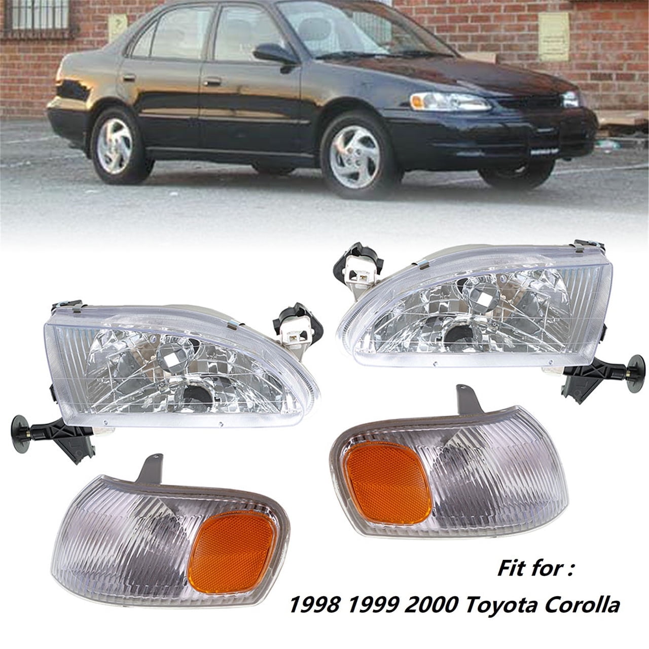 Spec-D OEM Replacement Headlights Toyota Corolla (1998-2000) Matte Bla