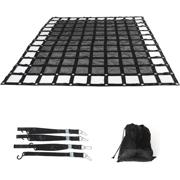 Labwork 6.75FT x 8FT Black Cargo Cover Mesh Heavy Duty Cargo Net Adjustable Trailer Cargo Nets for Pickup Trucks Beds