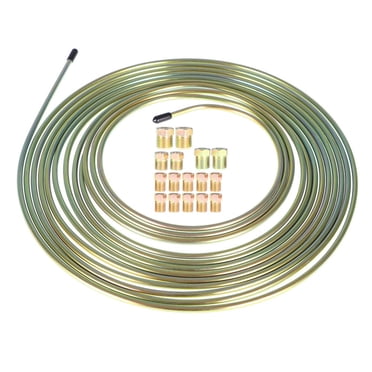 3/16" Brake Line Tubing Kit – 25 Ft Flexible Galvanized Steel With 16 Fittings