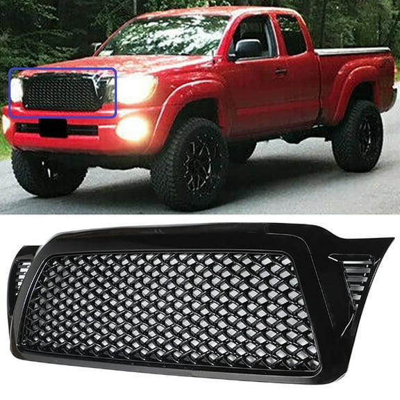 Labwork Front Bumper Grill 5310004360 Gloss Black Mesh Grille Fit for 2005 2006 2007 2008 2009 2010 2011 Toyota Tacoma