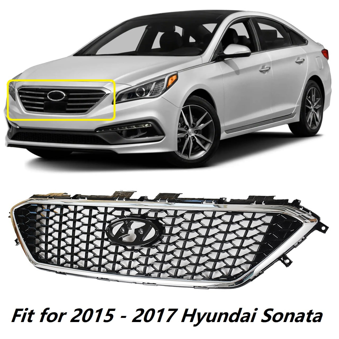 For 2015-2017 Hyundai Sonata Painted Black Front Bumper Body Kit ...