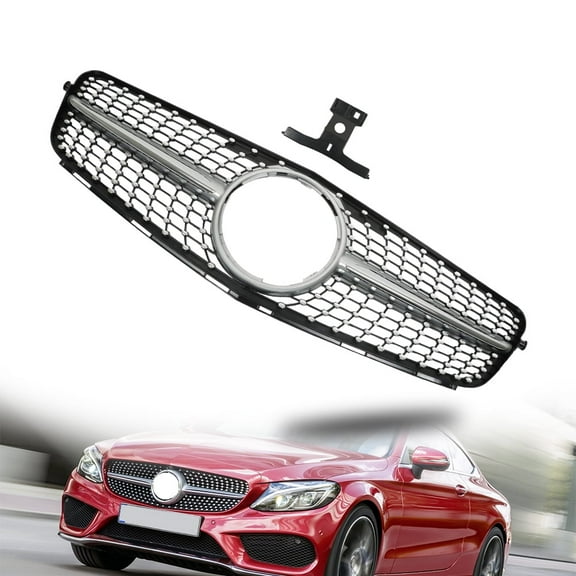 Labwork Front Grille Diamond Fit for 2008-2014 Mercedes-Benz C180 C200 C250 C280 C300 C350 C-Class W204