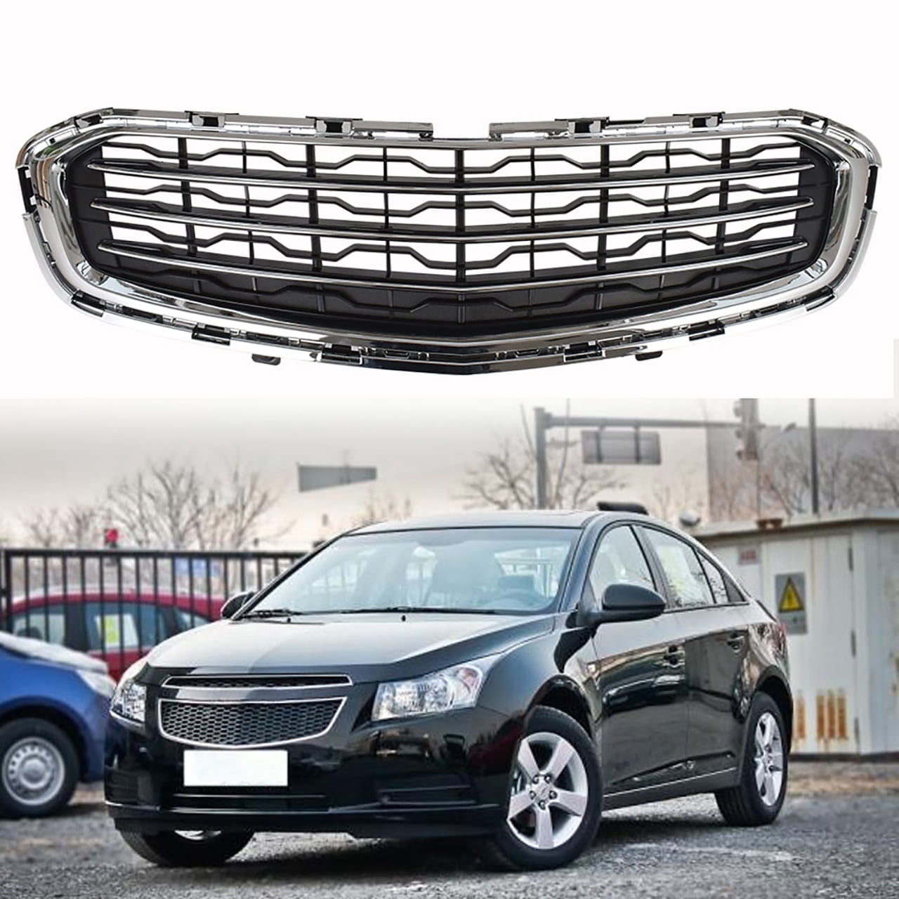 Front Upper Lower Grille Set Chrome 94516090 95405770 Replacement for Cruze J300 2015 to 2016 US Type Front Grille - 34