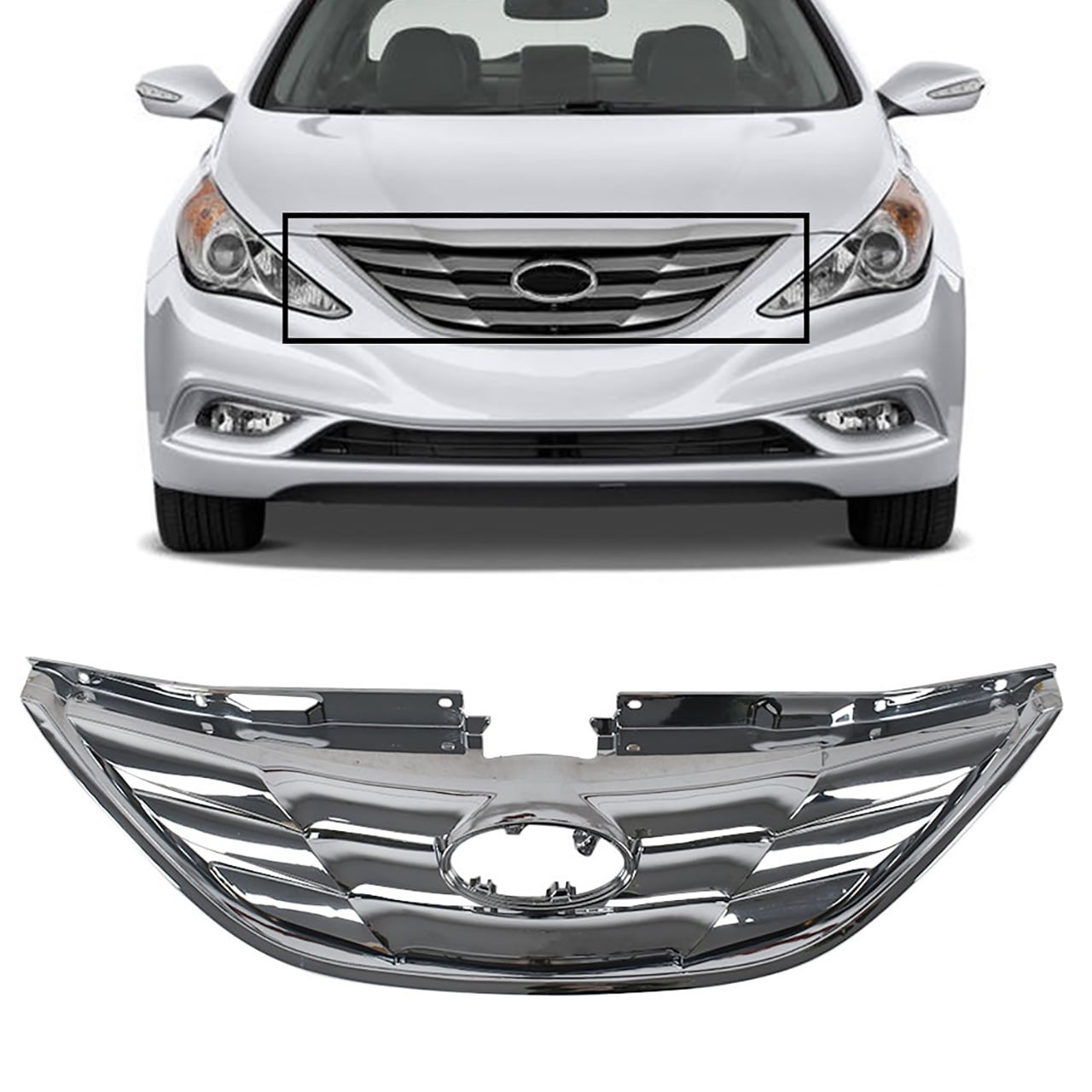 Labwork Front Upper Grille Assembly For Hyundai Sonata 2011-2013 - Chrome