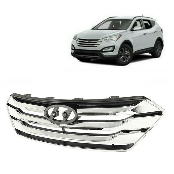 Labwork Front Upper Grille Fit for 2013 2014 2015 2016 Hyundai Santa Fe Sport, Chrome Grill