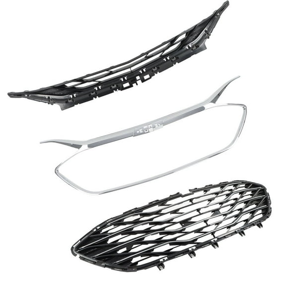 Labwork Front Upper & Lower Bumper Grille Kit Chrome Grill Fit for Chevrolet Malibu 2019 2020
