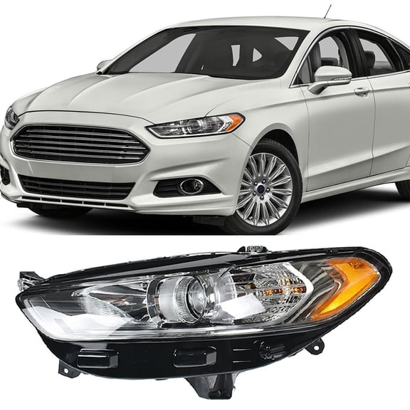 Labwork Headlight Assembly Black Chrome Headlamp Housing Fit for 2013 2014 2015 2016 Ford Fusion, Front Left (Driver Side)