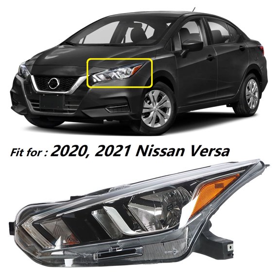 Labwork Headlight Assembly Black Halogen Headlamp Housing NI2502273 Fit for 2020 2021 Nissan Versa, Front Left (Driver Side)