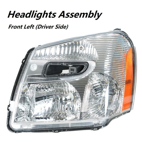 Labwork Headlights Assembly Black Chrome Headlamp Housing Fit for Chevrolet Equinox 2005 2006 2007 2008 2009, Front Left (Driver Side)