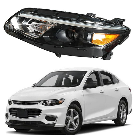 Labwork Headlights Assembly Black Halogen Headlamp Housing Fit for Chevrolet Malibu 2016 2017 2018, Front Left (Driver Side)