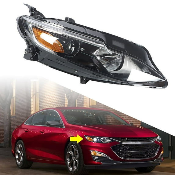 Labwork Headlights Assembly Black Halogen Headlamp Housing Fit for Chevrolet Malibu 2019 2020, Front Right (Passenger Side)