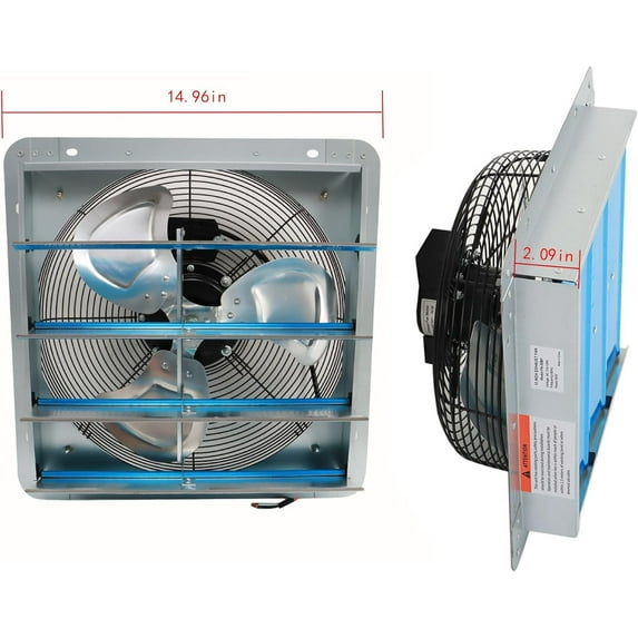 Labwork High Speed Aluminum Industrial Exhaust Shutter Fan With Power Cord for Shed 12''