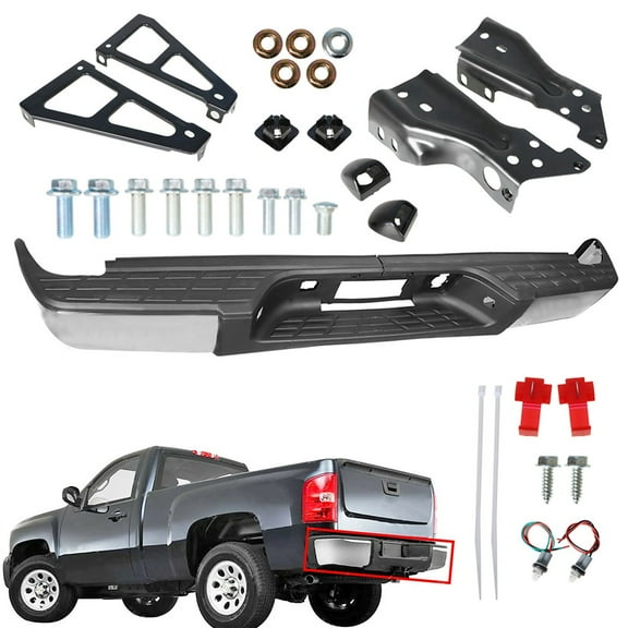 Labwork Rear Bumper Stainless Steel Chrome Rear Step Bumper GM1191124 GM1191125 GM1191126 Fit for Chevrolet Silverado GMC Sierra 1500 Pickup Trucks 2007-2013