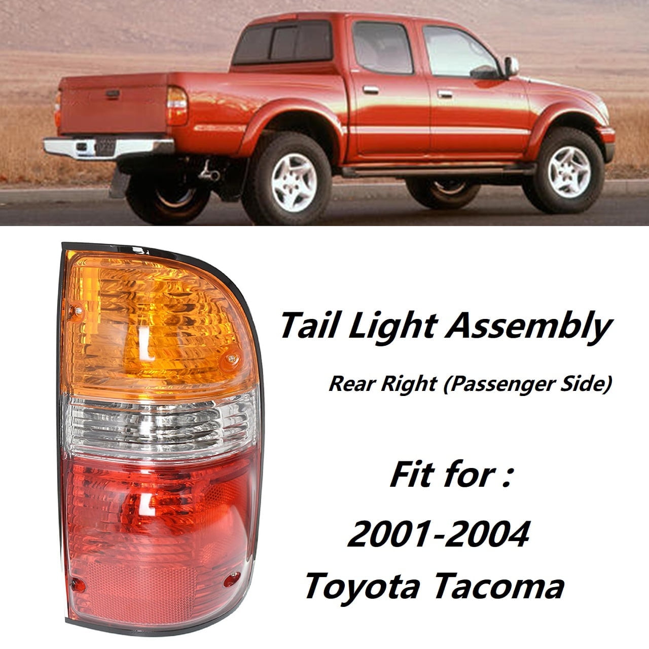 Labwork Rear Tail Light Lamp Housing Assembly Fit for 2001 2002 2003 2004 Toyota Tacoma, Rear Right (Passenger Side)