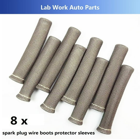 Labwork Spark Plug Wire Boots Heat Shield Protector Sleeve SBC 350 454 (1200 Degrees Fahrenheit, Gray, 8 Pcs)