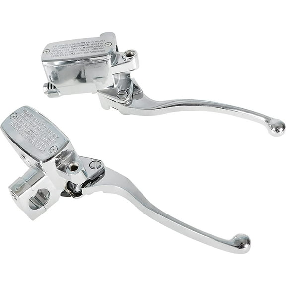 Labwork Universal Chrome 1In 25mm Motorcycle Handlebar Hydraulic Brake & Clutch Master Cylinder Left & Right Set