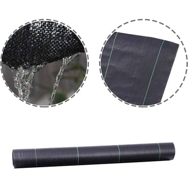 Farm Plastic Supply – 3.2oz Woven Ground Cover Weed Barrier – Black Landscape Fabric – Blocks Chickweed, Dandelion, Grassy Weeds
