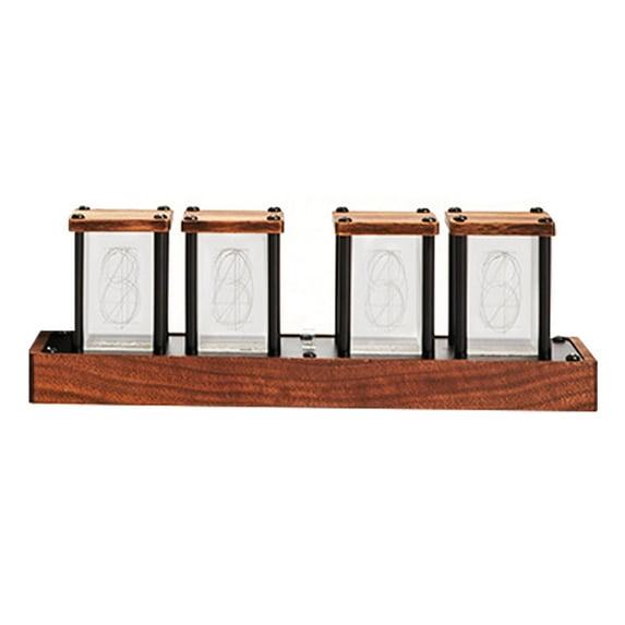 Labymos Table RGB Glow Tube Clock Walnut Wood Base Highlight LED Electronic Digital Alarm Clocks Timer 12 24 Hours Time System Adjustable 8 Display ModesChristmas Gift Home Decoration