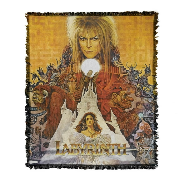 Labyrinth Blanket, 50'x60' Crystal Ball Woven Tapestry Cotton Blend Fringed Throw
