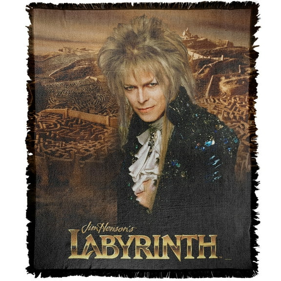 Labyrinth Blanket, 50'x60' Goblin King Poster Woven Tapestry Cotton Blend Fringed Throw Blanket