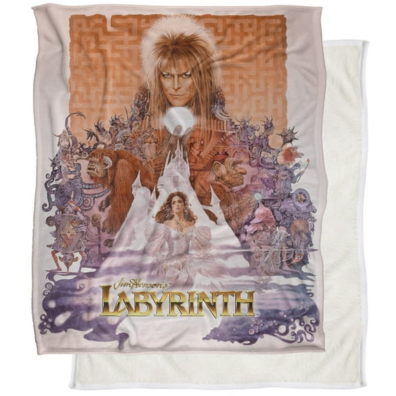 Labyrinth Blanket, 50"x60", Maze Montage Poster, Silky Touch Sherpa Back Super Soft Throw