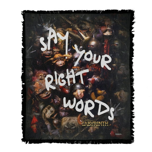 Labyrinth Blanket, 50'x60' Say Your Right Words Woven Tapestry Cotton Blend Fringed Throw