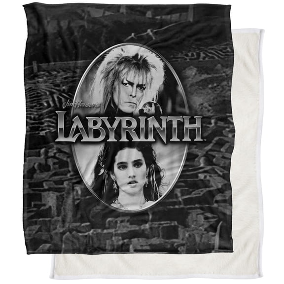 Labyrinth Blanket, 50"x60", Silver Portrait Maze, Silky Touch Sherpa Back Super Soft Throw