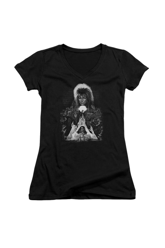 Labyrinth Castle Junior Women's T-Shirt V-Neck Black