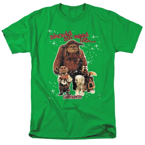 Labyrinth Friends Movie Hoggle Ludo Sir Didymus T Shirt & Stickers (Kelly Green) 4X-Large