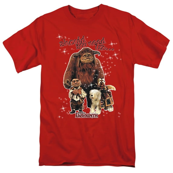 Labyrinth Friends Movie Hoggle Ludo Sir Didymus T Shirt & Stickers (Red) Large